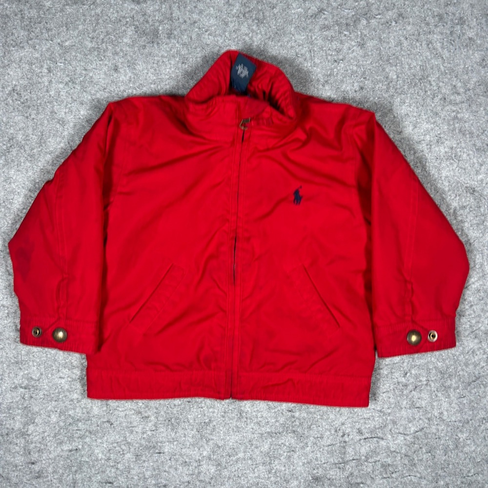 Polo‎ Ralph Lauren Jacket Toddler 24M Red Windbreaker Fleece Lined Full Zip